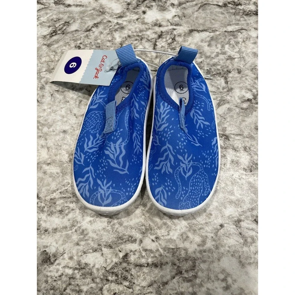 Cat & Jack Toddler Uni-Sex Sea Life Print Slip-On Water Shoes Sandals Size 6 NWT